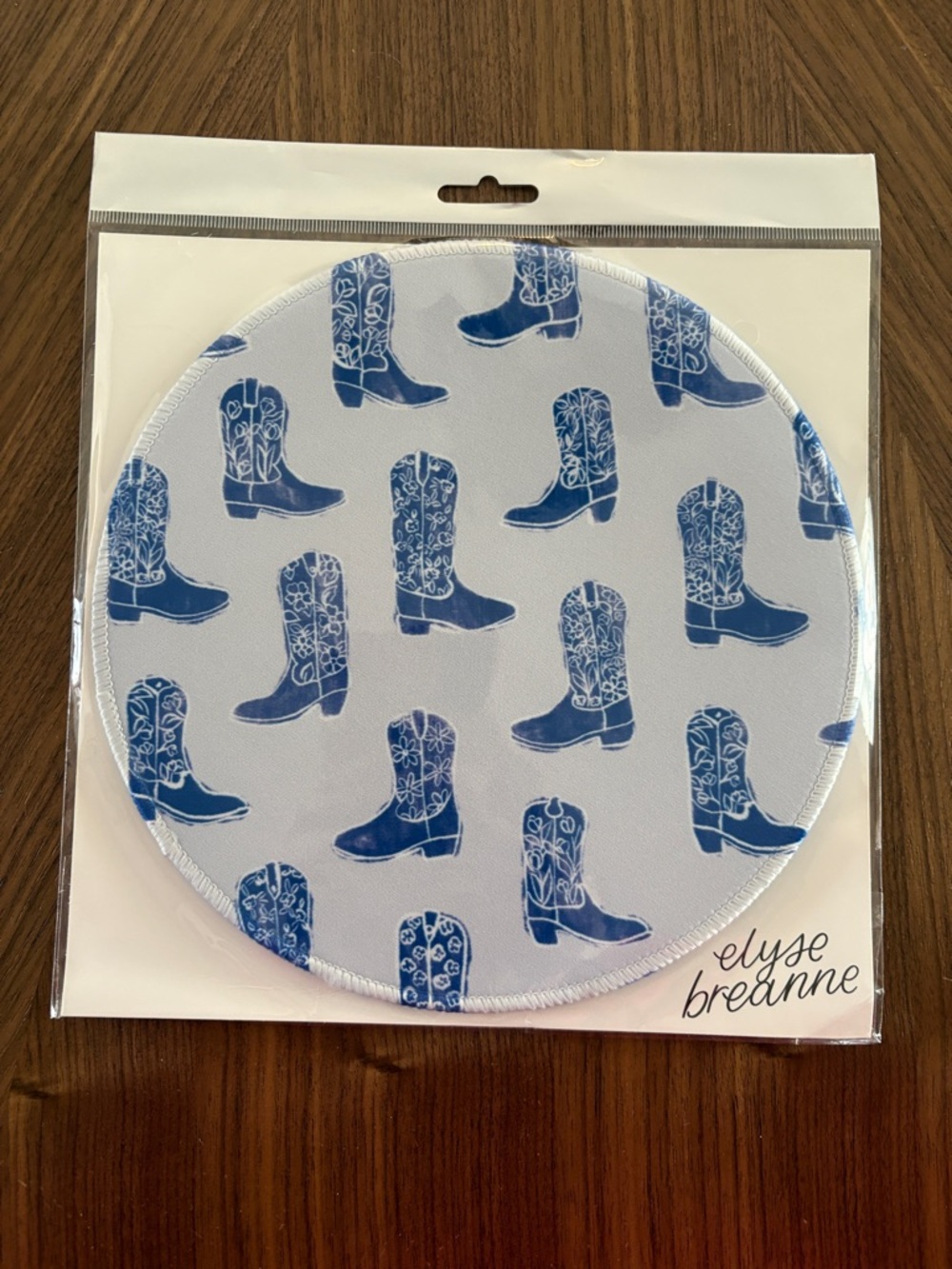 2/$10 Blue Cowboy Boot Round Mouse Pad